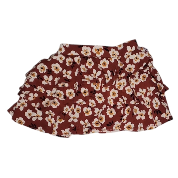 Play By Little Sleepies Skirted Short Brown Floral Baby Girls 12-18 Months - Picture 2 of 4